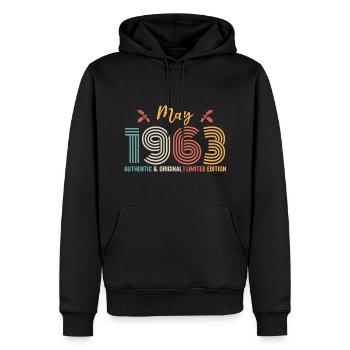 Mai 1963 Geburtstag Mai 1963 Retro - Männer Premium Bio Hoodie - Schwarz - Vorne - Nico (187cm)
