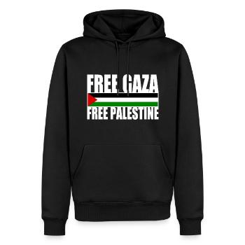 Free gaza free palestine - Sweat à capuche Premium bio Homme - noir - Devant - Nico (187cm)