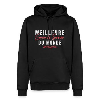 Meilleure Grande soeur du Monde | Cadeau - Sweat à capuche Premium bio Homme - noir - Devant - Nico (187cm)