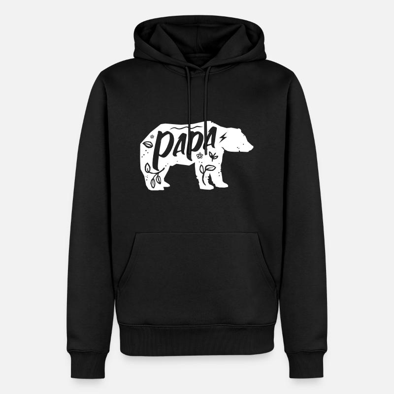 Papa Ours - Sweat à capuche Premium bio Homme - noir