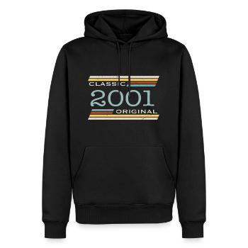 Jahrgang 2001, Klassisch, Original - Männer Premium Bio Hoodie - Schwarz - Vorne - Nico (187cm)
