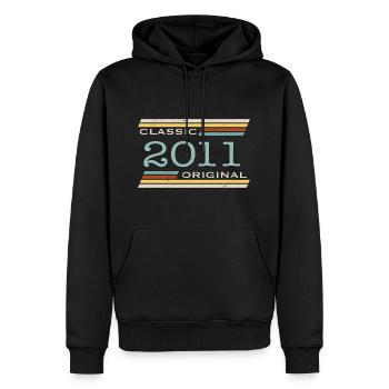 Vintage 2011, Classique, Original(e) - Sweat à capuche Premium bio Homme - noir - Devant - Nico (187cm)