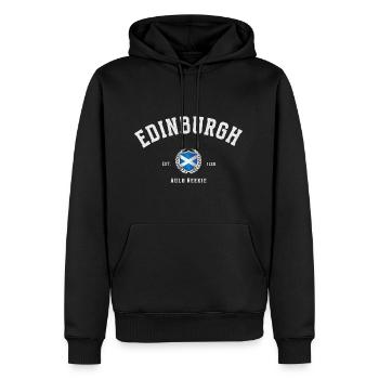 Edinburgh - Vintage Schottische Flagge - Männer Premium Bio Hoodie - Schwarz - Vorne - Nico (187cm)