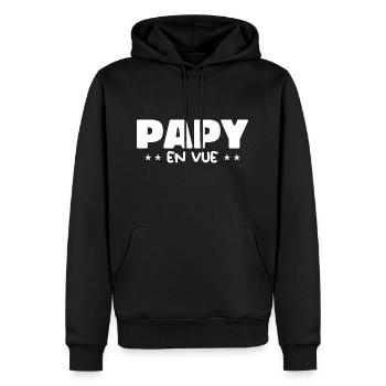 Papy En Vue - Sweat à capuche Premium bio Homme - noir - Devant - Nico (187cm)