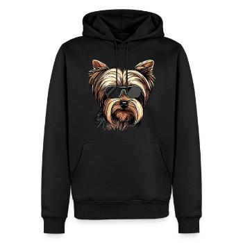 Shih Tzu portant des lunettes - Sweat à capuche Premium bio Homme - noir - Devant - Nico (187cm)