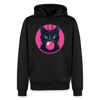 Katze Kaugummi - Männer Premium Bio Hoodie - Schwarz - Vorne - Nico (187cm)