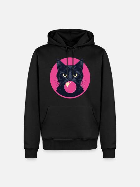 Cat Chewing Gum - Men’s Premium Organic Hoodie - black