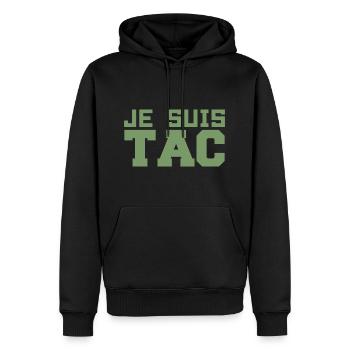 Je Suis TAC -TIC et TAC- TIC TAC Duo Drôle Cadeau - Sweat à capuche Premium bio Homme - noir - Devant - Nico (187cm)