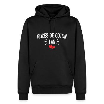 Noces de Coton - Sweat à capuche Premium bio Homme - noir - Devant - Nico (187cm)