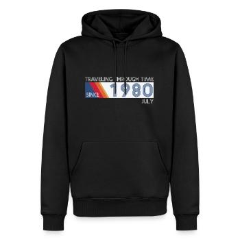 Funny Zeitreise Geburtstags Design July 1980 - Männer Premium Bio Hoodie - Schwarz - Vorne - Nico (187cm)
