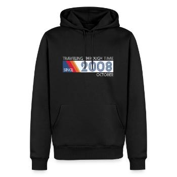 Drôle de voyage dans le temps anniversaire Design octobre 2008 - Sweat à capuche Premium bio Homme - noir - Devant - Nico (187cm)