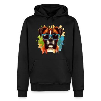 Bunte Boxer-Hund-Splash-Kunst - Männer Premium Bio Hoodie - Schwarz - Vorne - Nico (187cm)