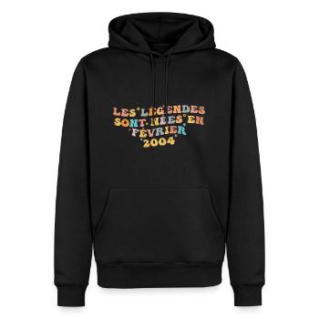 Les légendes sont nées Février 2004 | Femme Cadeau - Sweat à capuche Premium bio Homme - noir - Devant - Nico (187cm)