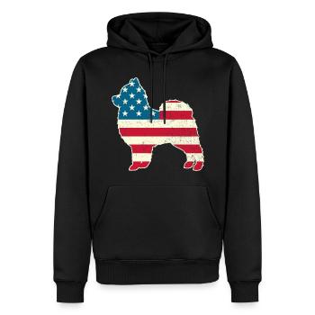 4th of July Pomeranian Dog American Flag USA - Männer Premium Bio Hoodie - Schwarz - Vorne - Nico (187cm)