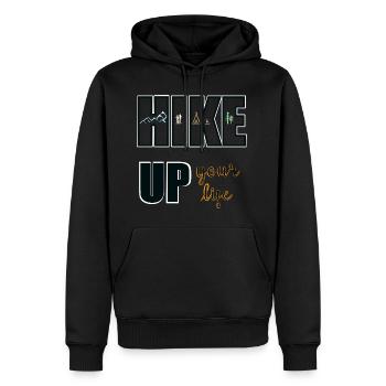Wandern - Hike up! - Männer Premium Bio Hoodie - Schwarz - Vorne - Nico (187cm)