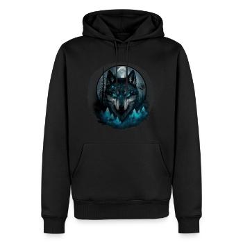 wolf - Männer Premium Bio Hoodie - Schwarz - Vorne - Nico (187cm)