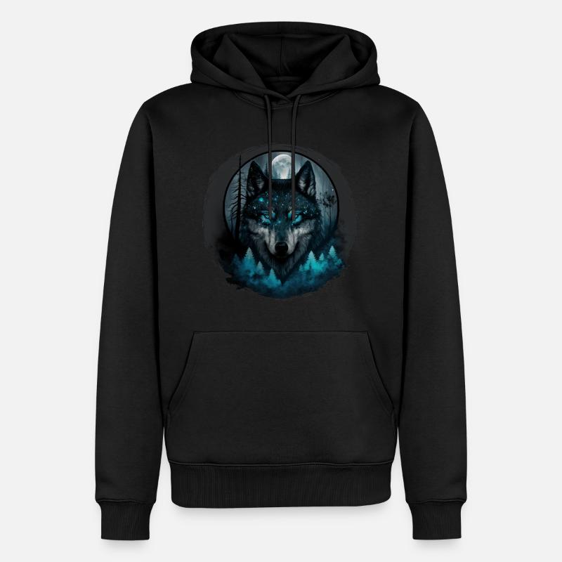 wolf - Männer Premium Bio Hoodie - Schwarz