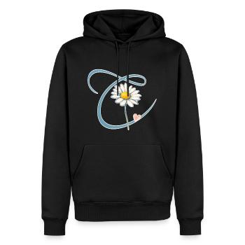Lettre C Cœur de marguerite - Sweat à capuche Premium bio Homme - noir - Devant - Nico (187cm)