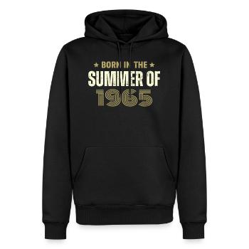 Jahrgang 1965 Jahrgang 1965 Geburtstagsgeschenk - Männer Premium Bio Hoodie - Schwarz - Vorne - Nico (187cm)