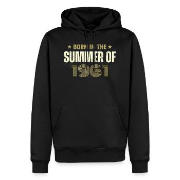 Jahrgang 1961 Jahrgang 1961 Geburtstagsgeschenk - Männer Premium Bio Hoodie - Schwarz - Vorne - Nico (187cm)