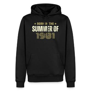 Jahrgang 1981 Jahrgang 1981 Geburtstagsgeschenk - Männer Premium Bio Hoodie - Schwarz - Vorne - Nico (187cm)