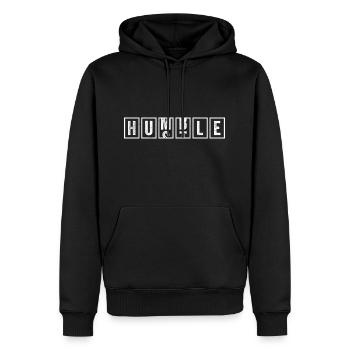 Hustle Humble - bescheidene Hektik - Männer Premium Bio Hoodie - Schwarz - Vorne - Nico (187cm)