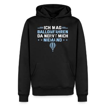 Ich mag Ballonfahren Da nervt niemand Ballonfahrer - Männer Premium Bio Hoodie - Schwarz - Vorne - Nico (187cm)