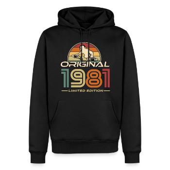 1981 - Männer Premium Bio Hoodie - Schwarz - Vorne - Nico (187cm)
