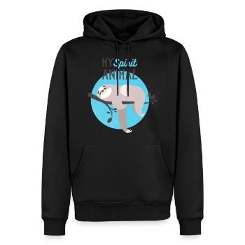 MY spirit animal- Faultier faul Tier Spaß - Men’s Premium Organic Hoodie - black - Front - Nico (187cm)