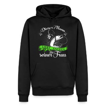 Angeln und Frau - Männer Premium Bio Hoodie - Schwarz - Vorne - Nico (187cm)