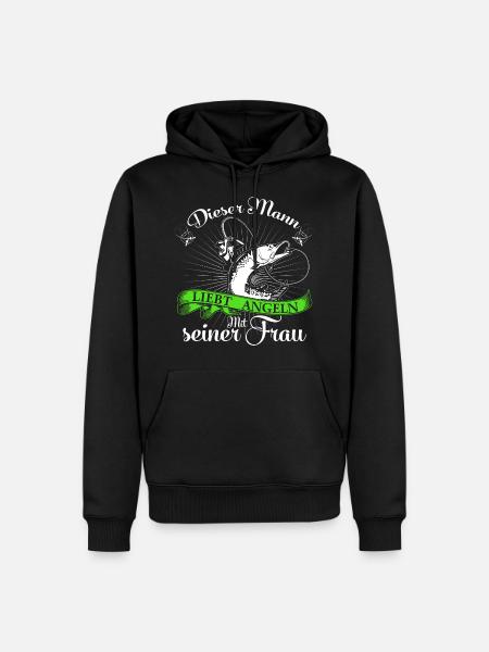 Angeln und Frau - Männer Premium Bio Hoodie - Schwarz