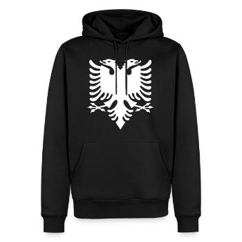 weißer albanischer adler Albanian Double Eagle - Männer Premium Bio Hoodie - Schwarz - Vorne - Nico (187cm)