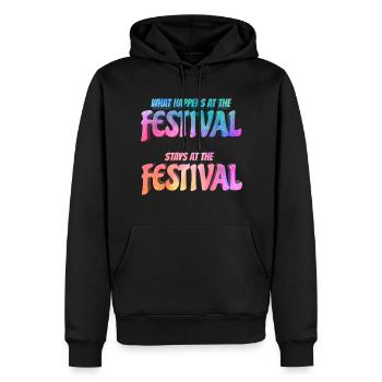 What happens at the Festival - Männer Premium Bio Hoodie - Schwarz - Vorne - Nico (187cm)