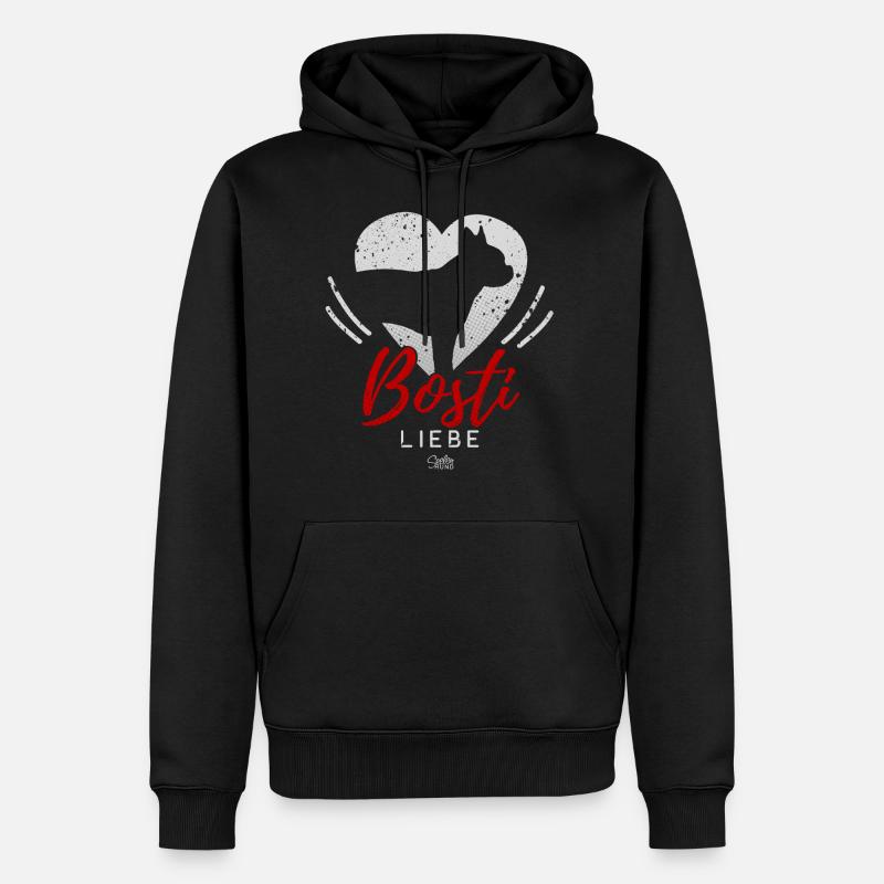 Boston Terrier mit Herz - Männer Premium Bio Hoodie - Schwarz