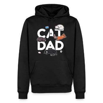 Cat Dad - Katze Katzenmann Papa Miezekatze Miau - Männer Premium Bio Hoodie - Schwarz - Vorne - Nico (187cm)