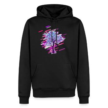 Tree Blossom 80s Retro Violet - Sweat à capuche Premium bio Homme - noir - Devant - Nico (187cm)