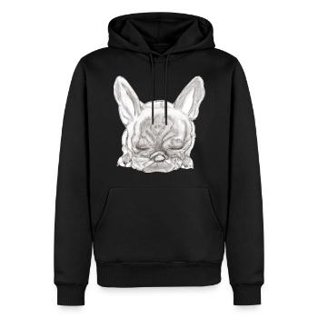Bouledogue Français Bully Frenchie - Sweat à capuche Premium bio Homme - noir - Devant - Nico (187cm)