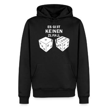 Zufall | Es gibt keinen Zufall | Spruch Würfel - Männer Premium Bio Hoodie - Schwarz - Vorne - Nico (187cm)