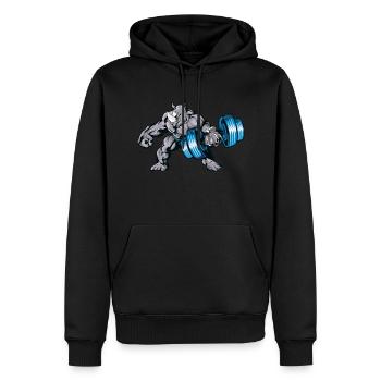 Haltère Rhino - Sweat à capuche Premium bio Homme - noir - Devant - Nico (187cm)