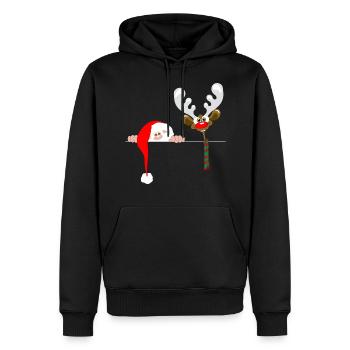 fou le père noël drôle - Sweat à capuche Premium bio Homme - noir - Devant - Nico (187cm)