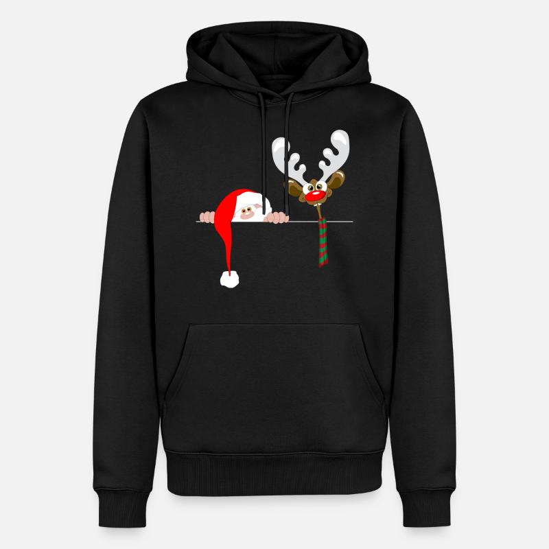 fou le père noël drôle - Sweat à capuche Premium bio Homme - noir
