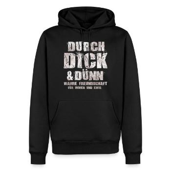 L’amitié - Sweat à capuche Premium bio Homme - noir - Devant - Nico (187cm)
