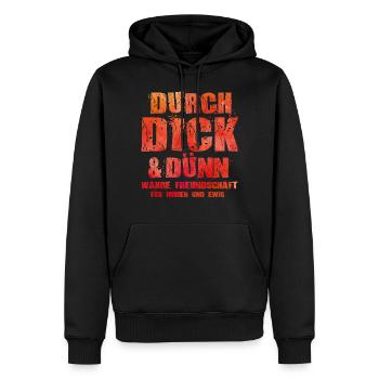L’amitié - Sweat à capuche Premium bio Homme - noir - Devant - Nico (187cm)