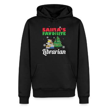 Santa's favorite librarian Christmas costume Lu - Men’s Premium Organic Hoodie - black - Front - Nico (187cm)
