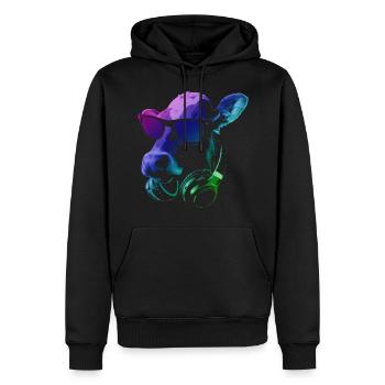 COW DJ - Sweat à capuche Premium bio Homme - noir - Devant - Nico (187cm)