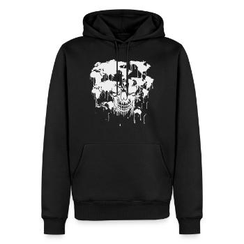 Le crâne. Monde. La pollution. - Sweat à capuche Premium bio Homme - noir - Devant - Nico (187cm)