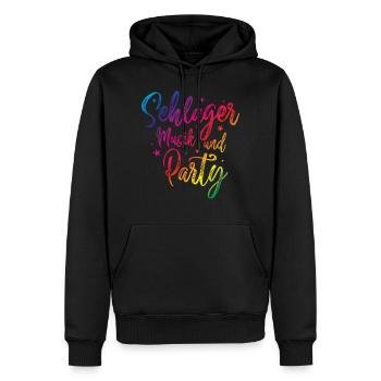 Schlager party musik bunt - Männer Premium Bio Hoodie - Schwarz - Vorne - Nico (187cm)
