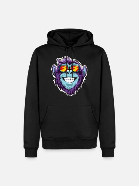 Monkey sunglasses head face - Men’s Premium Organic Hoodie - black