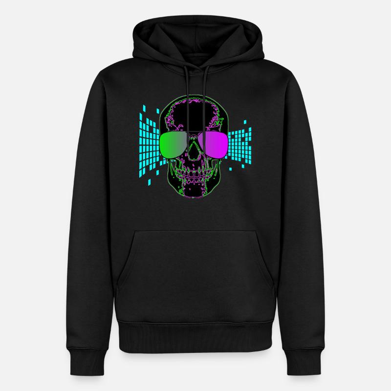 Disco Skull Party Skull 3d - Männer Premium Bio Hoodie - Schwarz