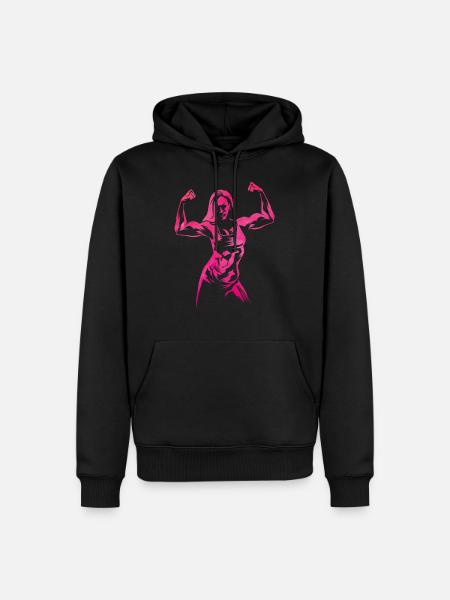 Frau Bodybuilderin Silhouette - Männer Premium Bio Hoodie - Schwarz